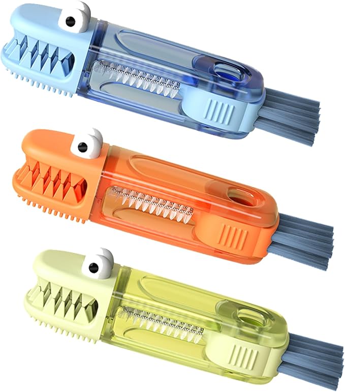 PandaEar 3-in-1 Crocodile Bottle Lid Cleaning Brush Set, Tiny Crevice Gap by PandaEar