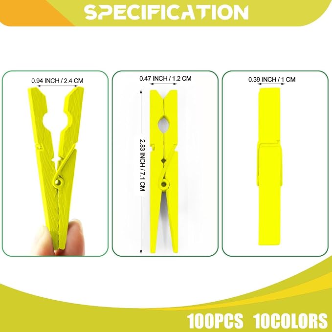 100 Pcs Yellow Clothes pins - Image 7