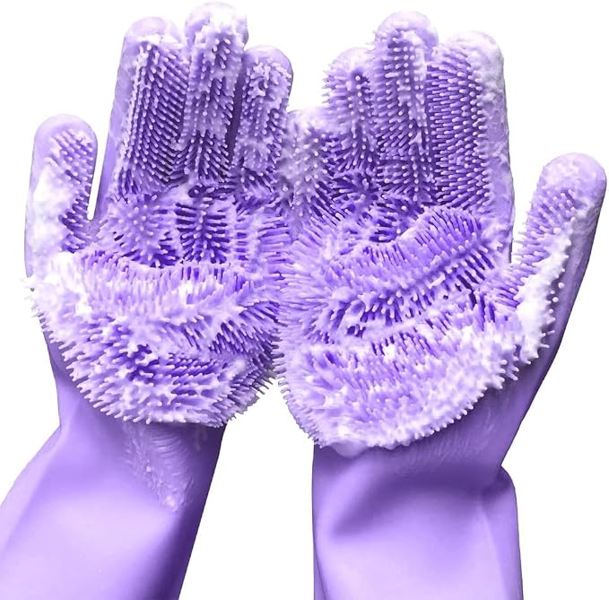 Silicone Dishwashing Gloves, Pet Grooming Rubber Scrubbing by Yinceber