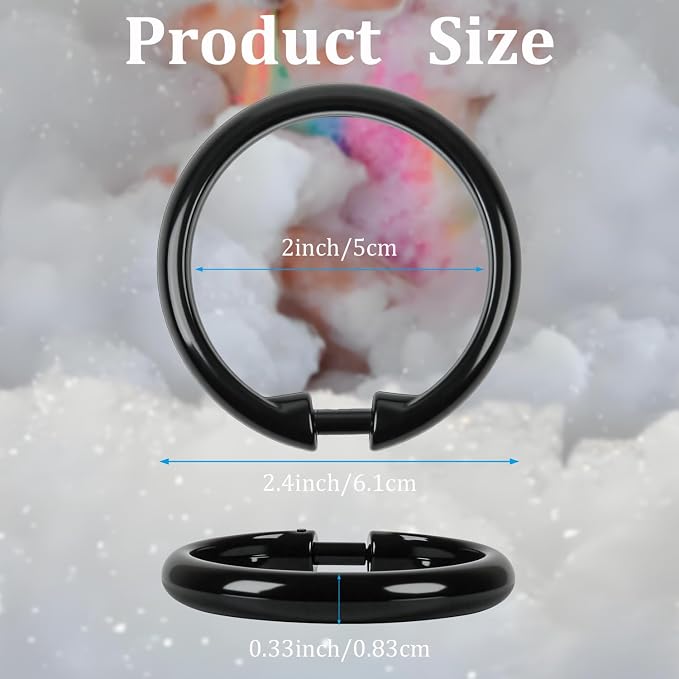 Kutesna 12 PCS O Shaped Black Plastic Shower Curtain Rings, Easy Snap Closure - Image 2
