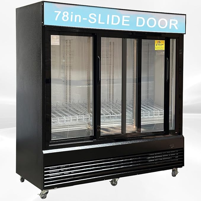 Commercial Refrigerator Glass 3-door Sliding Door NSF Merchandiser 78"Width X32"DX81"H Beverage Drink Cooler,Flower/Floral Refrigerator, ETL,NSF, Upright, Capacity 69 cuft,110V CSM-68RS