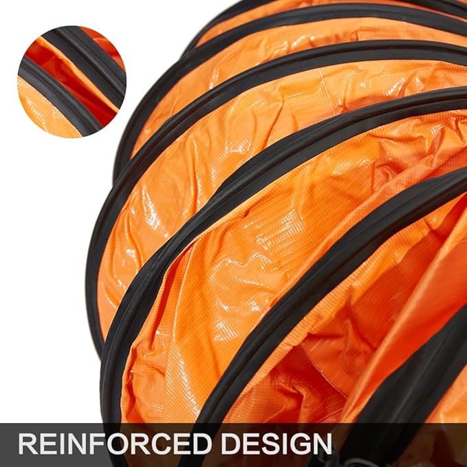 PVC Flexible Duct Hose, HVAC Duct Hosing Flame Retardant for Ventilator Utility Blower Fan with Adjustable Rope and D-Ring, Easy Storage (14inx25ft)
