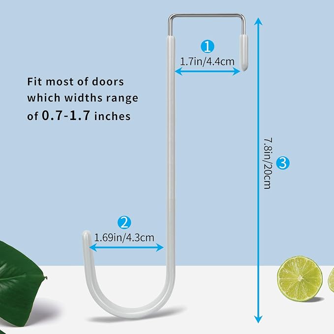 FYY Over the Door Hooks, Single-Hanger 4 Pack, Fits Doors 1.6" Silver | Heavy - Image 2