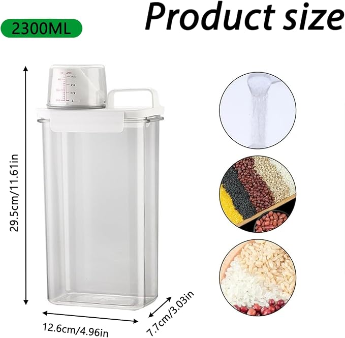78oz Clear Laundry Detergent Dispenser, Double Sealed Storage Container - Image 2