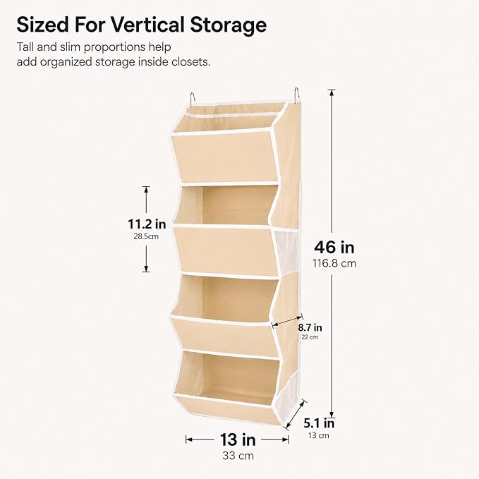 4-Shelf Hanging Closet Organizer and Storage, Fabric Storage Bins Bedroom - Image 2