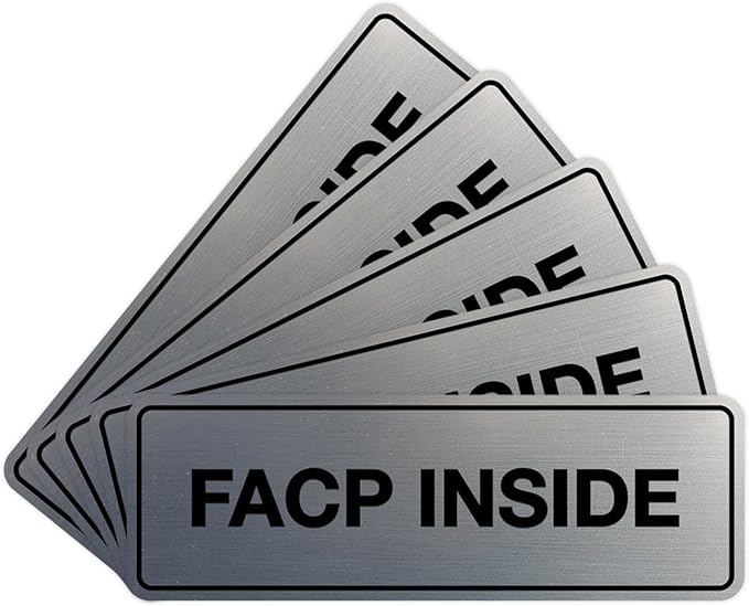 Signs ByLITA Standard FACP Inside Sign | Fire Safety Signage (Brushed Silver) - Small 5 Pack