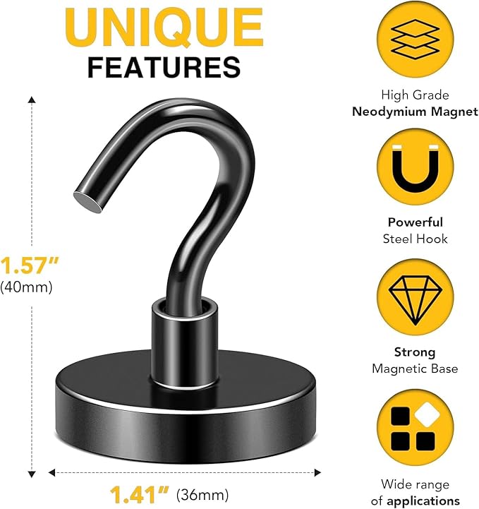 DIYMAG Magnetic Hooks, 170lbs Heavy Duty Magnets - Image 2