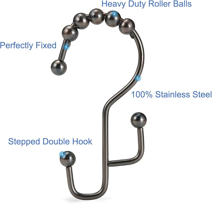 SUTINE Shower Curtain Rings & Hooks, Rust-Resistant Stainless Steel, Easy - Image 2