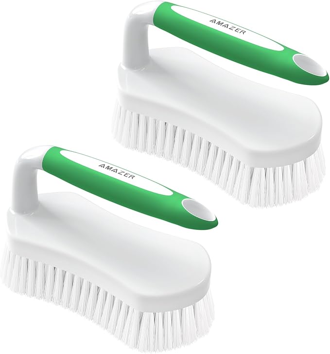 Scrub Brush for Cleaning Comfort Grip Shower Scrubber Stiff Bristles by Amazer