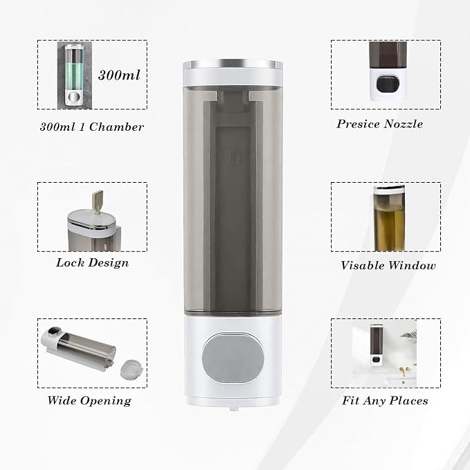 10oz/300ml Single Manual Wall Mounted Soap Dispenser - Image 4