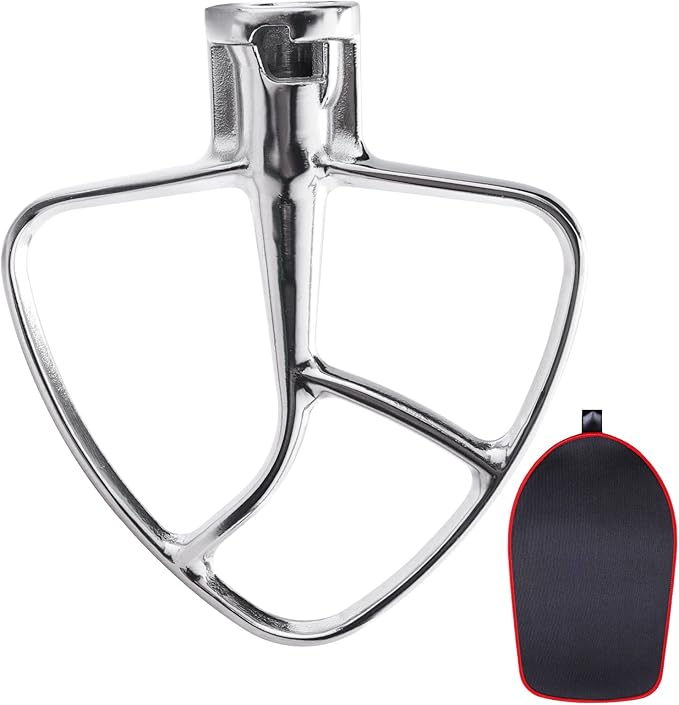 Stainless Steel Flat Beater for KitchenAid 4.5-5 Quart Tilt-Head Stand Mixers, Paddle Attachment for KitchenAid Mixer Accessory, Dishwasher Safe, and Mixer Sliding Mat