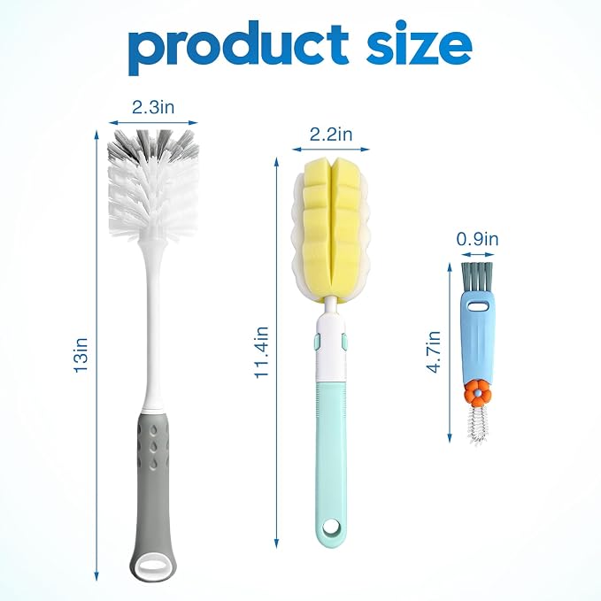 Bottle Brush Cleaner Set for Bottles, Cups and Straws Cleaning, 14 Pack | Long - Image 2