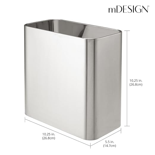 mDesign Small Metal 2.4 Gallon/9 Liter Trash Can Wastebasket Garbage Bin - Image 4