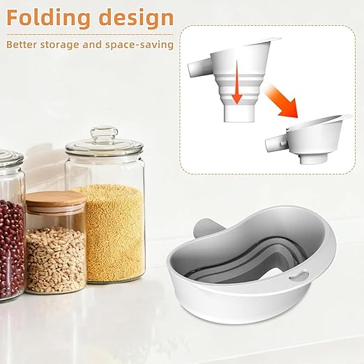 Flour Funnel for Kitchen Aid Mixer, Easy Pour No-Mess Attachment, Food-Grade Silicone Funnel, Stand Mixer Attachment for Tilt-Head Stand Mixer 4.5 & 5 Quart (KSM150), Anti-Splash Accessory (White)