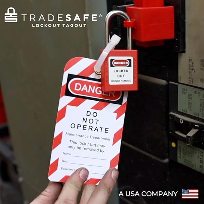 TRADESAFE Lockout Tagout Tags - 10 Danger Do Not Operate Tags with 10 Zip Ties, Premium 32 mil Vinyl, OSHA Compliant Loto Tags for Lock Out Tag Out, Out of Service, Electrical Equipment Repair