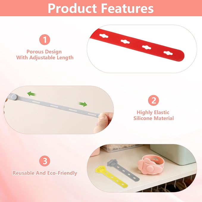 75 Pcs Silicone Cable Ties, Reusable Cable Straps Wire Organizer. | Cable - Image 3