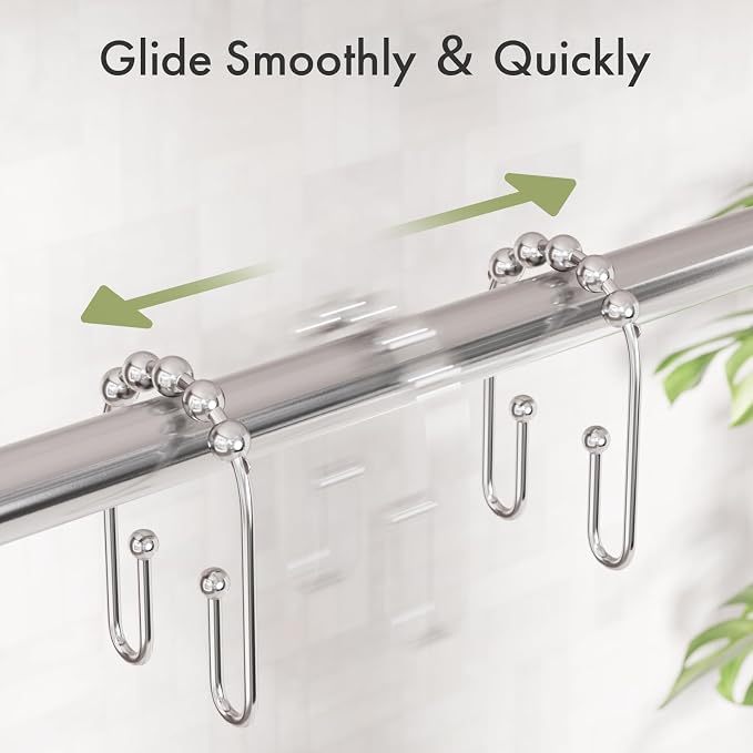 AmazerBath Shower Curtain Hooks Chrome Metal Shower Curtain Rings Rust Proof - Image 4