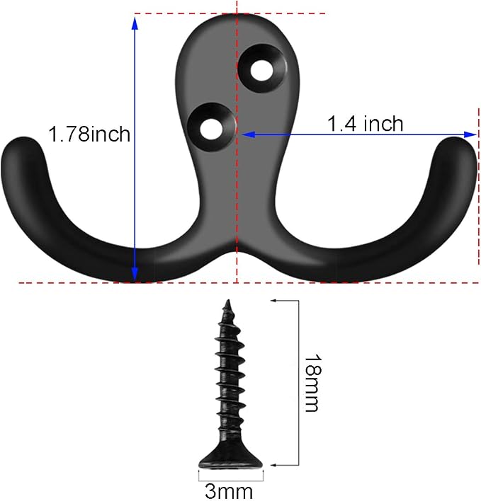 IBosins 28 Pack Heavy Double Prong Coat Hooks Wall Mounted - Image 2
