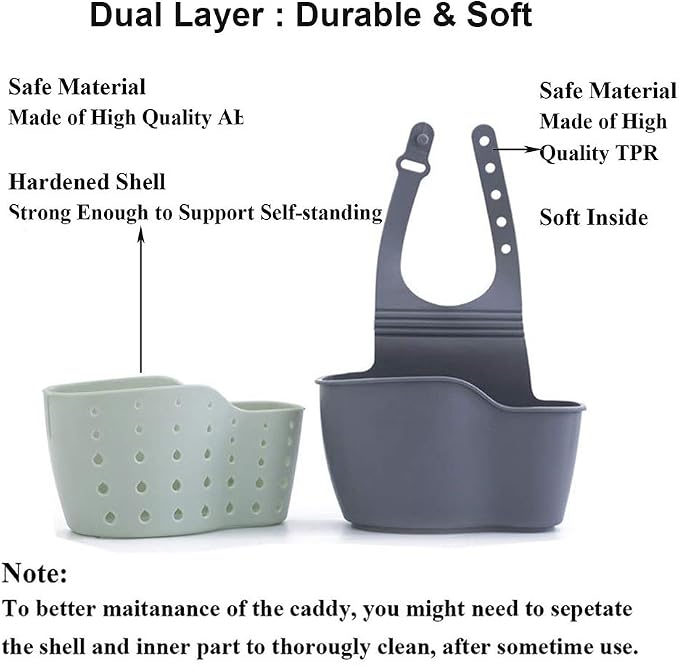 EC Kitchen Sink Caddy Sponge Holder Plastic Hanging Ajustable Strap Faucet Caddy - Image 4