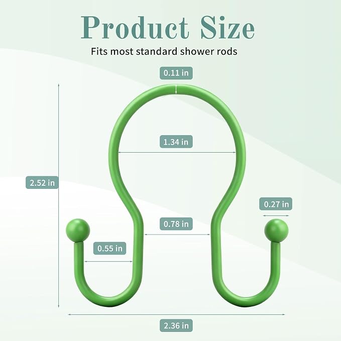 Shower Curtain Hooks, Stainless Steel Shower Curtain Hangers, Metal Shower - Image 5
