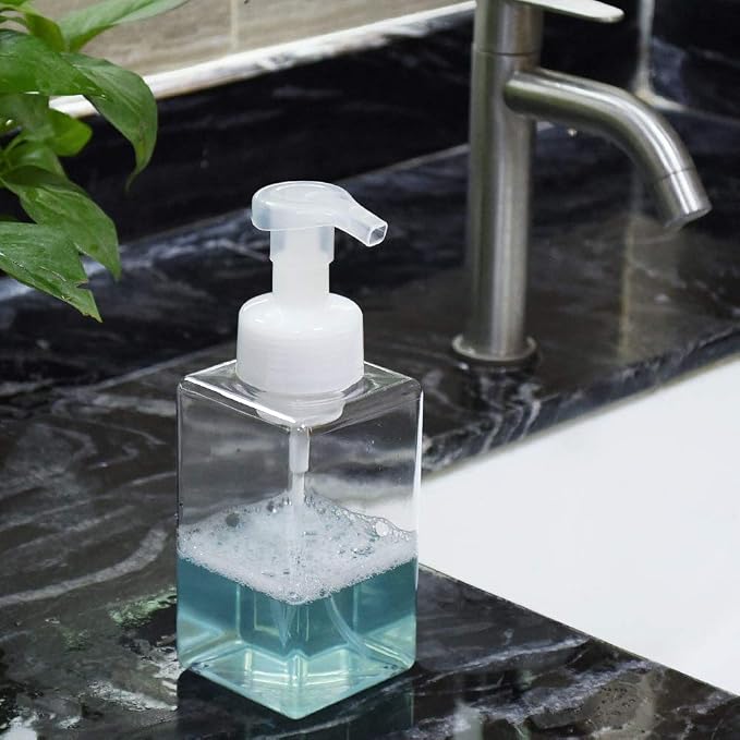 Foaming Soap Dispenser, 15oz Plastic Refillable Pump Bottle, 2 Pack, Shampoo & - Image 3