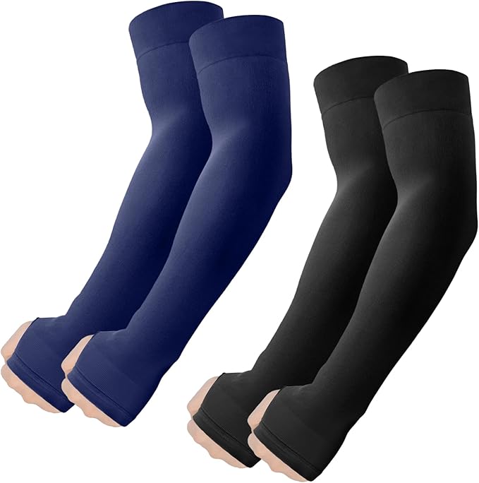 Arm Sleeves with Thumb Hole, Cooling UV Protection Compression Tattoo Cover Up for Men/Women