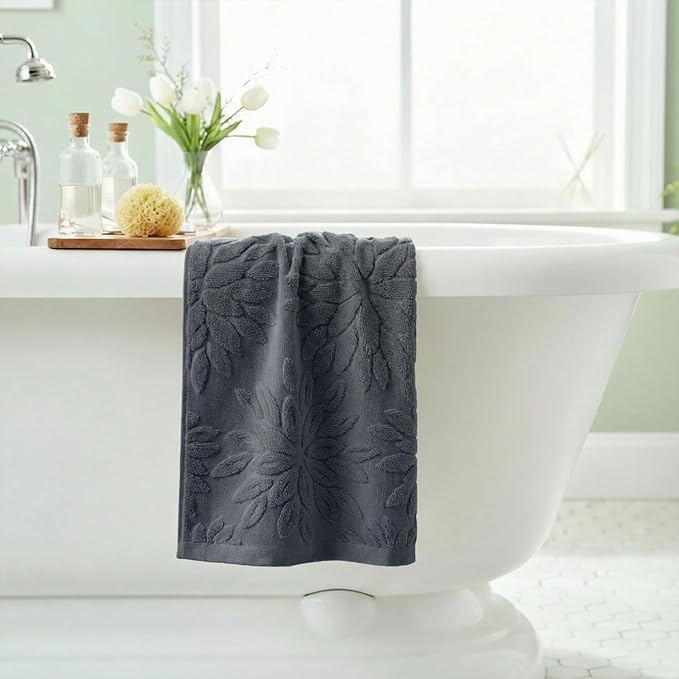 Artoid Mode 1 Pc Grey 3D Dahlia Floral Jacquard Hand Towels - Image 4