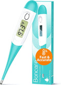 Boncare 10 Seconds Oral Thermometer for Adults and Kids - Accurate & Safe Rectal Thermometer for Baby with Fever Alarm, Digital Thermometer (Blue Green)