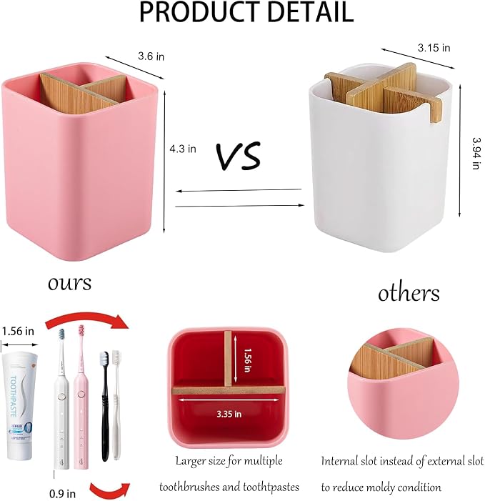 Bamboo Toothbrush Holder for Bathrooms Toothpaste Organizer - Image 4
