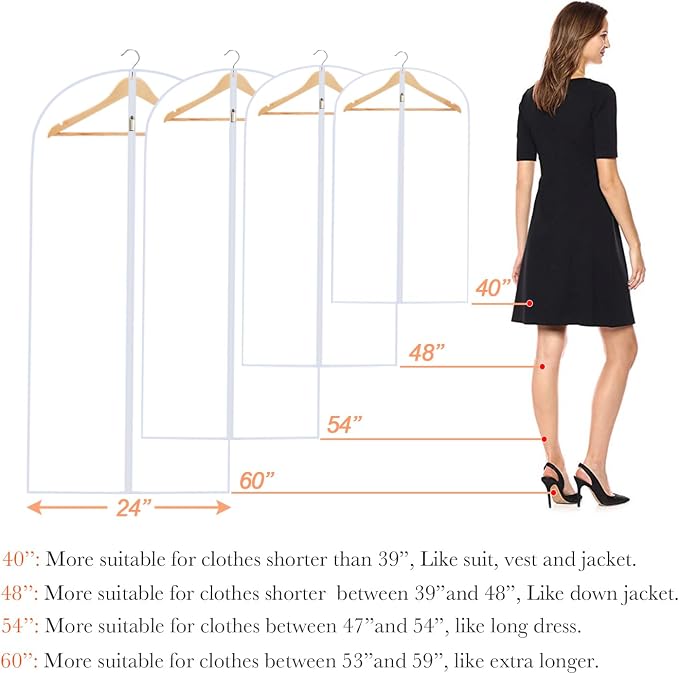 Clear Garment Bags for Hanging Clothes Travel Suit Bags for Closet Storage - Image 2