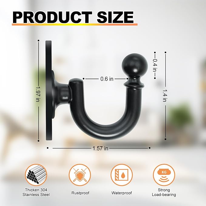 Curtain Holdbacks, U Shaped Adhesive Curtain Hooks, - Image 6