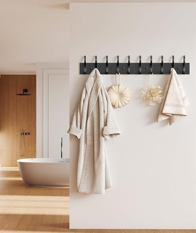 Optish 2 Pack Wooden Coat Rack Wall Mount, 16.1" Rustic Coat Hanger Hooks Wall - Image 3