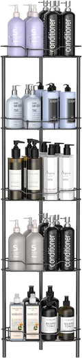 HuggieGems Metal Floor Standing Corner Shower Caddy, Matt Black, 5 Tier by HuggieGems