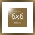 Homeforia 6x6 Picture Frames Bronze, High End Metal 6 x 6 Square Photo Frame with Mat 4 by 4, 6x6 Brass Frame Matted to 4x4 inch Print, 6by6 Wall or Tabletop Frames, Tempered Glass, Wall Kit, Set of 1