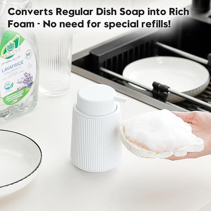 YAUKPH Striped Foaming Hand Soap Dispenser White | - Image 5