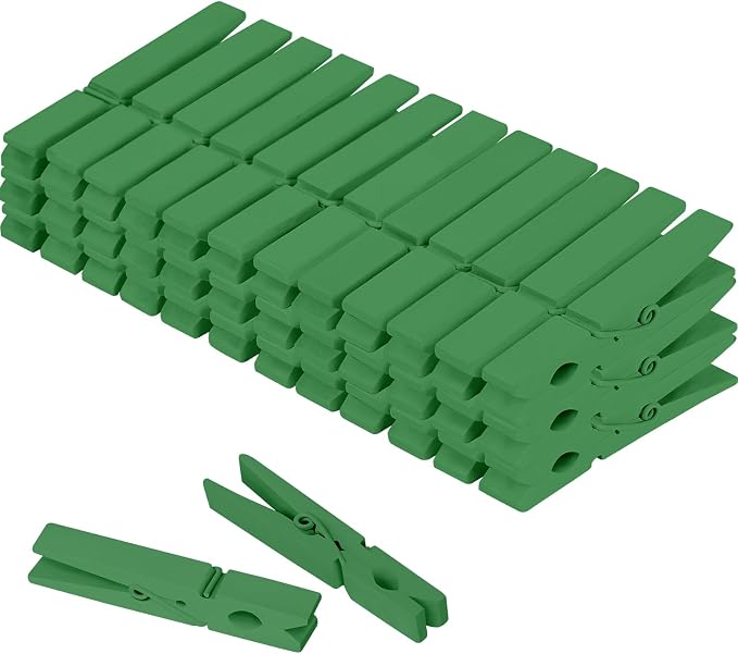 Colored Clothes pins 2.9inch 50PCS Green, Colorful ClothesPins Wooden Clips by WAENLIR
