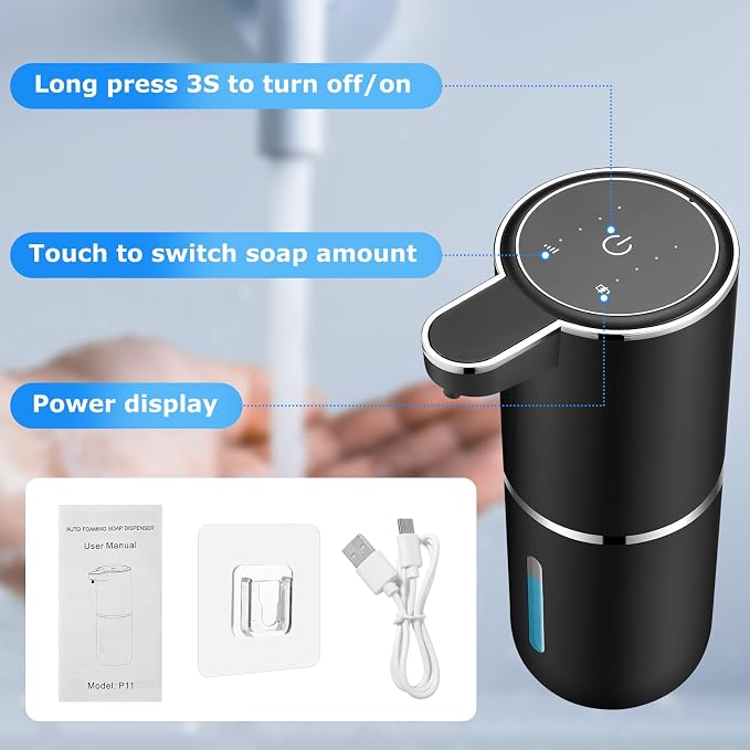 VZZNN 2 Pack Automatic Soap Dispensers, 12.8oz/380ml USB Touchless Automatic - Image 3