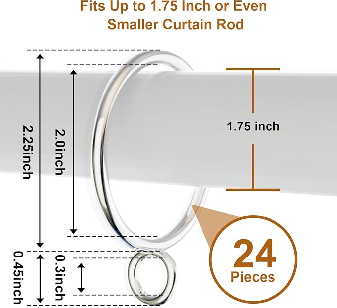 24 Pack Silver Metal Curtain Rings - Image 2