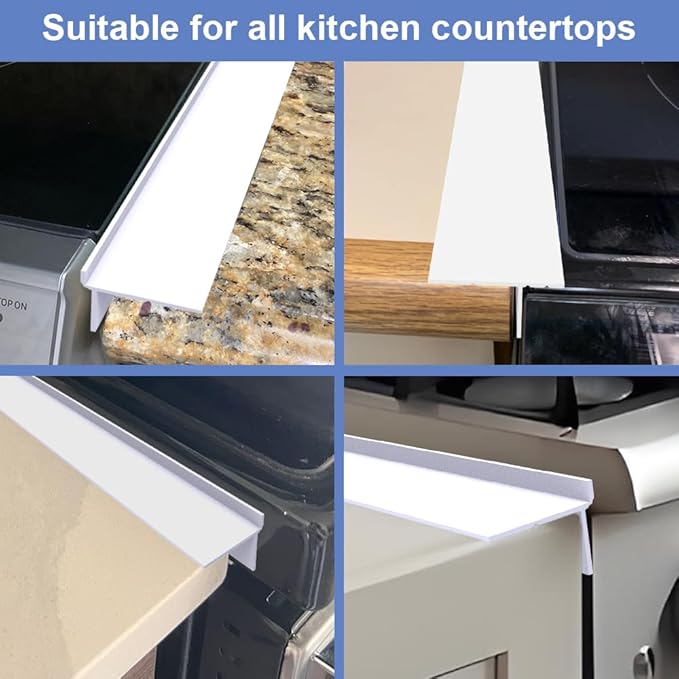 Silicone Stove Gap Covers Folding,25 Inches Stove Gap Filler 2pcs,Kitchen Sealing Strip Between Electric Stove,Countertop,Oven Spacer White