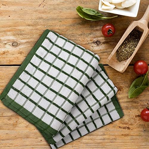 Urban Villa Kitchen Towels Cotton Dish Towels 20”x30” Green Wht - Image 4