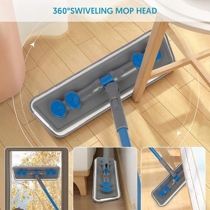 Microfibre Floor Mop for Cleaning Floors, Flat Mop for Laminate Wooden Vinyl - Image 7