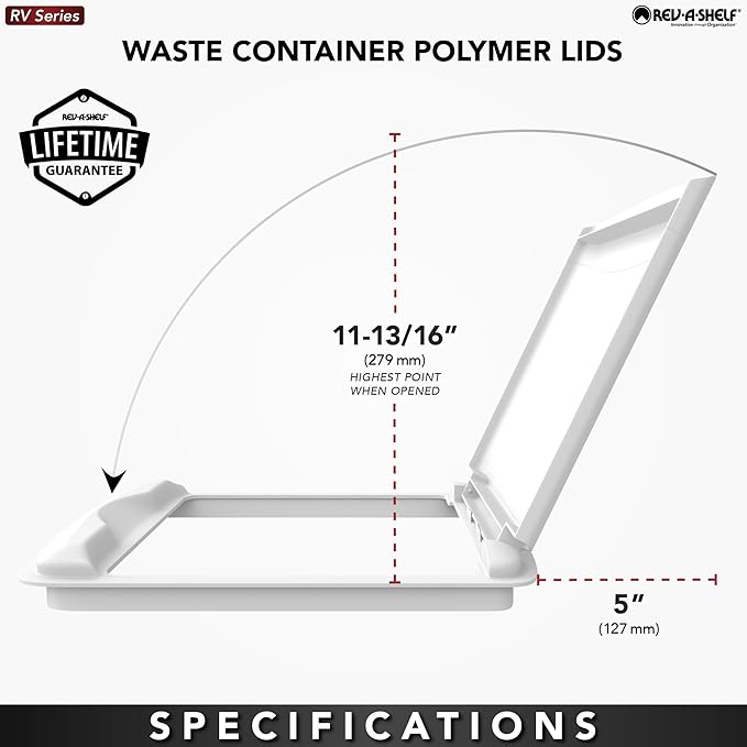 Rev-A-Shelf 50 Qt Under Sink Garbage Can Lid for Base Kitchen and Bathroom Cabinet, Replacement Plastic Trash Bin Lid Only, Silver, RV-50-LID-17-1-40