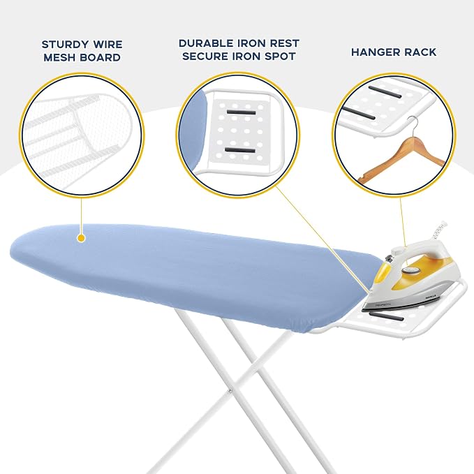 RAINHOL Ironing Board, 43x13 Full Size Blue Compact Iron Board - Image 4