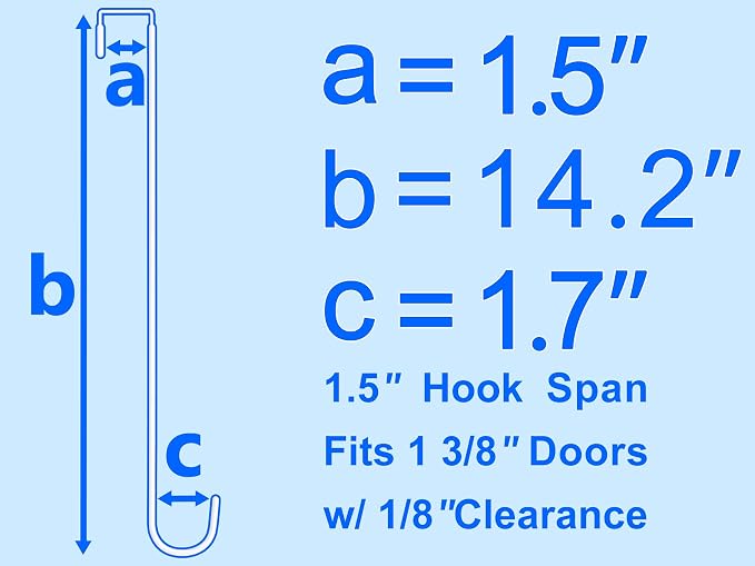 Single Extra Long Over Door Steel Hooks 4 Pack Fit 1-3/8" Door 14.2" White | - Image 2