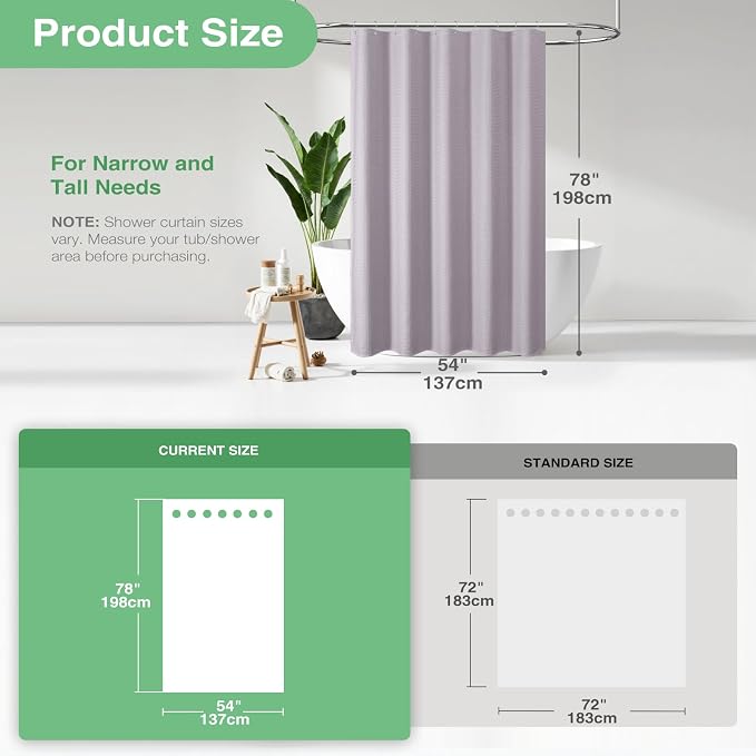 Dynamene Stall Waffle Shower Curtain 256 GSM Heavy Fabric 54x78 Lavender - Image 3