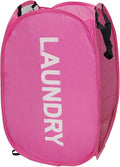Pop Up Laundry Hamper Collapsible Laundry Basket Mesh Foldable Pink Dirty by Aplter