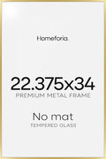 Homeforia 22.375x34 Gold Puzzle Frame, High End Metal 22.375 by 34 Picture Frames without Mat, 34 x 22.375 Thin Poster Frame for Wall, 22.375by34 Puzzle Photo Frame, Tempered Glass, Wall Kit, Set of 1