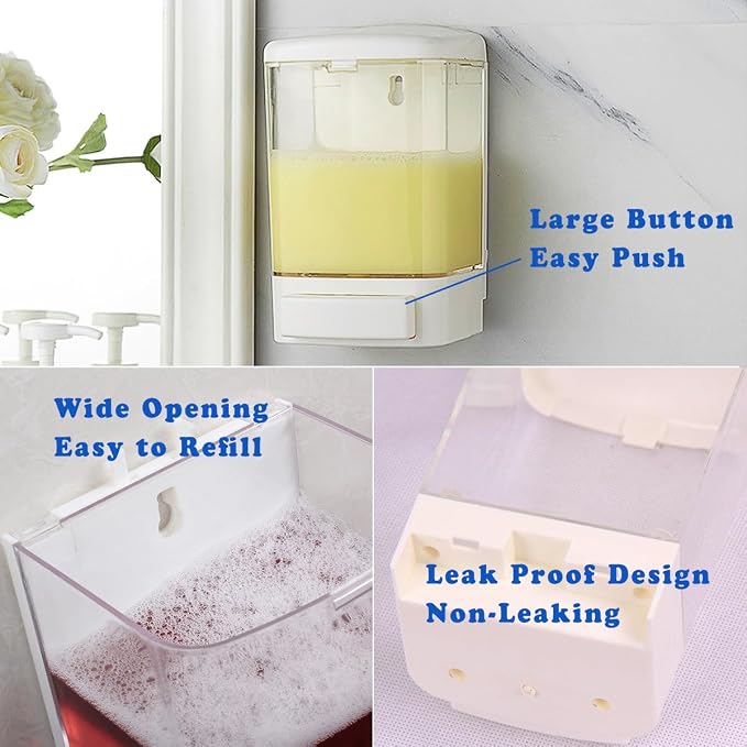 Manual Soap Dispenser Wall Mounted, Bathroom Kitchen Commercial | Leak-proof - Image 4