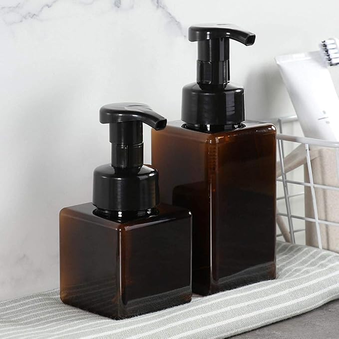 Foaming Soap Dispenser, 9oz Plastic Refillable Pump Bottle, 2 Pack, Amber | - Image 5