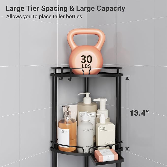 ELYKEN Corner Shower Caddy Standing, 4 Tier Metal Shower Organizer - Image 5